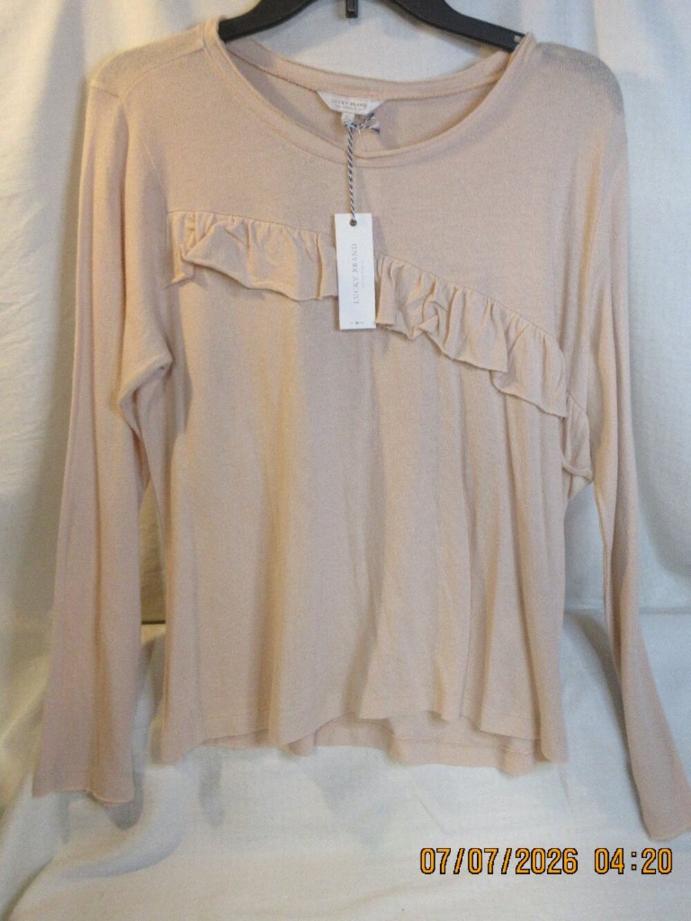 NWT~~LUCKY BRAND~100% COTTON~ SUMMER SWEATER WITH RUFFLE~SIZE LARGE